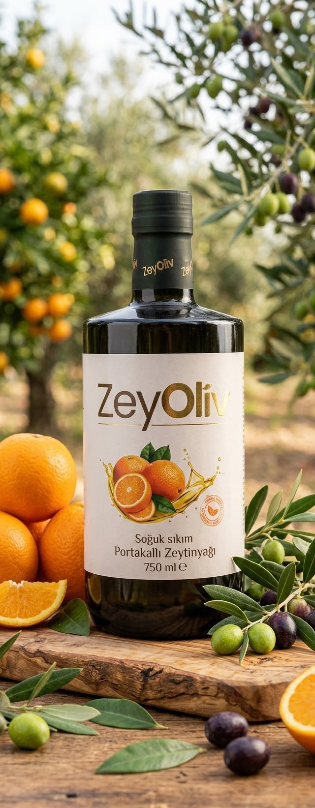 Portakal Aromalı Soğuk Sıkım Zeytinyağı 750 ML Cam Şişe